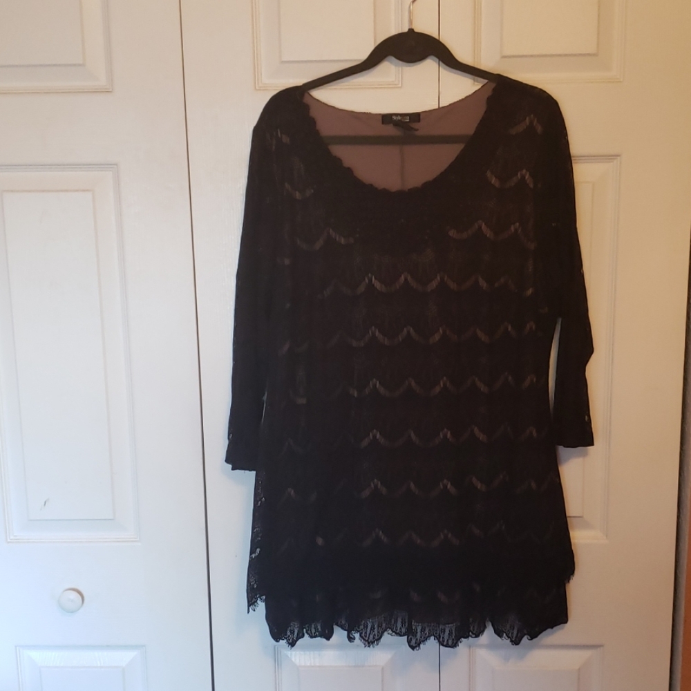 Style&Co Women lace mini dress w/nude underlay